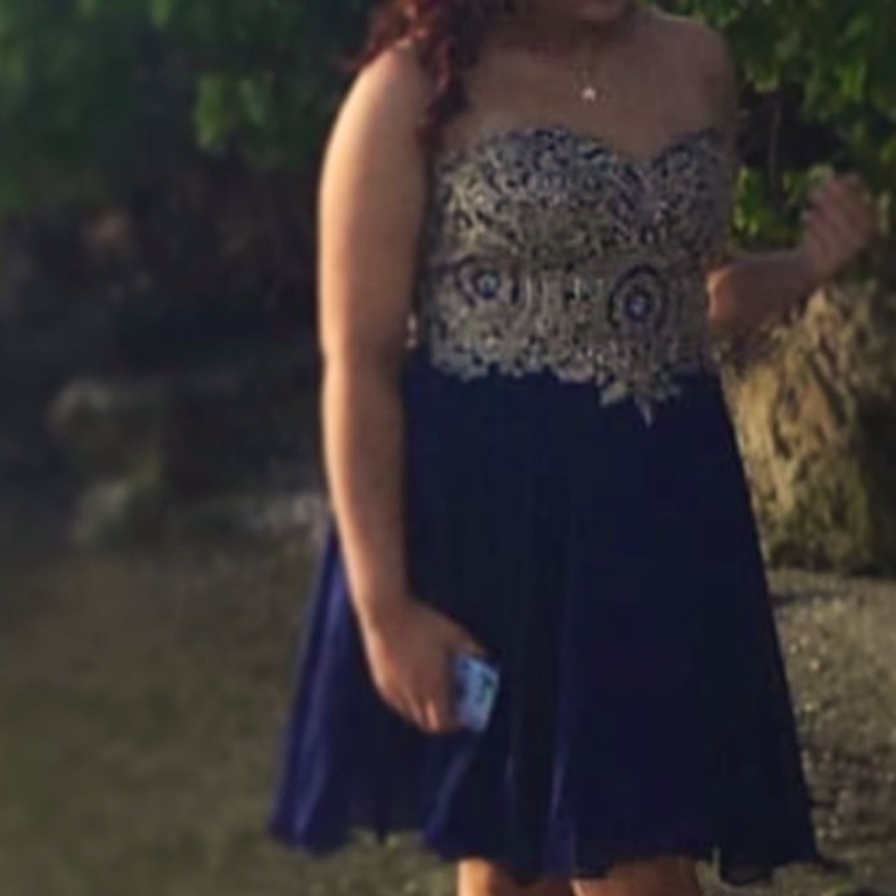 Navy blue with gold accent
